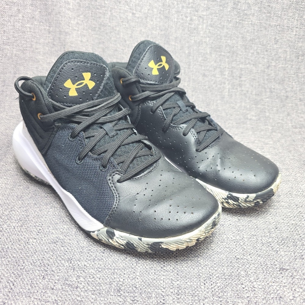 Under Armour Jet '21 Men's Basketball Sneakers Black White Gold Mesh Athletic